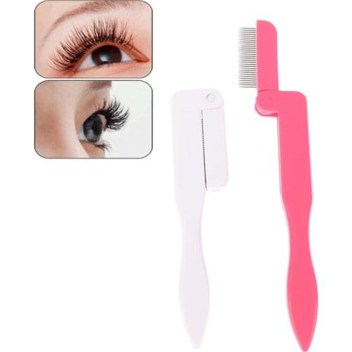 1Pcs Folding Eyelash Comb Eyelash Curl Separator Eyebrow Grooming Brush New