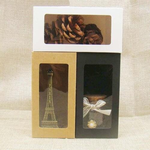 10Pcs/Lot Kraft Paper Gift Box with Window Cake Candy Jewelry Gift Packaging Boxes Wedding Party Decoration for Valentines Day