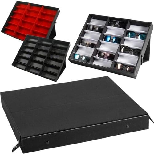 18 Sunglasses Glasses Retail Shop Display Stand Storage Box Tray Case Stand Hot Sale Case Tray Black Sunglasses Eye Wear Display