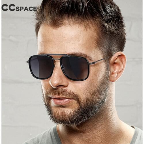 49266 Plastic Titanium Pilot Polarized Sunglasses Square Men Women Fashion Shades UV400