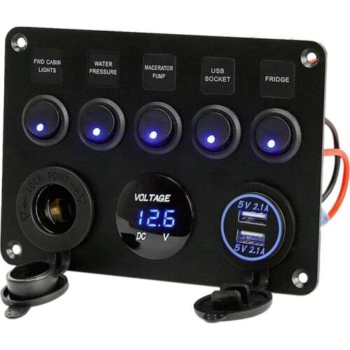 5-Digit Cat Eye Switch Panel Group Cassette with Fuse Box Car Modified Car Combined Charger Panel