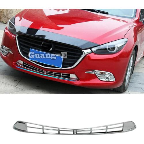 For Mazda 3 Axela M3 2014 2015 2016 2017 2018 2019 Car Cover Stick ABS Chrome Trim Front Bottom Racing Grid Grill Grille Frame