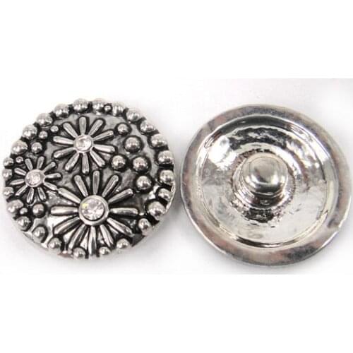 Free shipping new arrival flower with shiny white cz stone charm Fashion metal snap button Bracelet