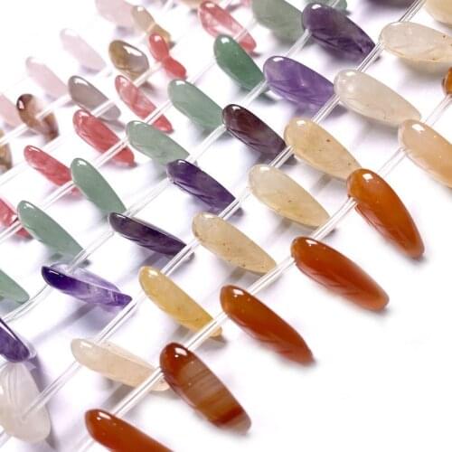 15pcs Leaf Shaped Natural Stone Bead Watermelon Red Stones Bracelet Necklace Jewelry for DIY Jewelry Birthday Gift Size 13x18mm