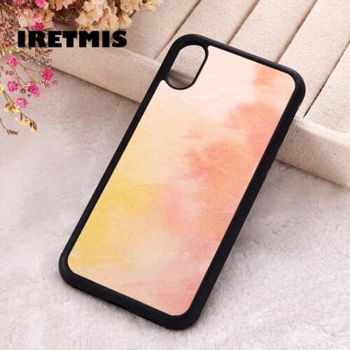 Iretmis 5 5S SE Phone Cover Case for iPhone 6 6S 7 8 Plus X Xs XR 11 12 Mini Pro Max Silicone Tie dye sunset orange watercolor