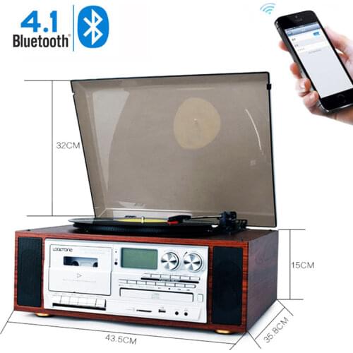 Vintage Gramophone Retro Vinyl Record Turntable Player Phonograph CD Cassette MP3 USB Recorder Bluetooth
