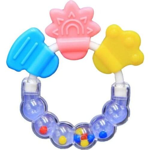 Newborn Baby rattles Teether Toy Teeth Biting For Babies Baby Rattle toddler Bed Bell Silicone Handbell Jingle Cartoon Teether