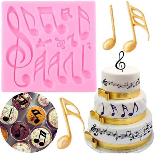 DIY Music Silicone Mold Wedding Fondant Cake Decorating Tools Resin Clay Candy Cupcake Molds Chocolate Gumpaste Moulds