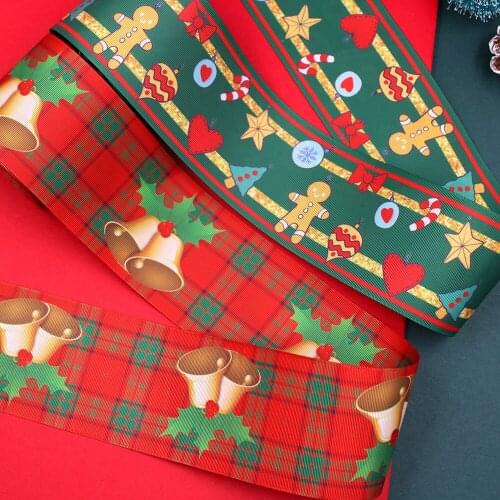 2Yards Double sided Christmas Grosgrain Ribbons DIY Handmade Child Bow Wedding Decoration Gift Wrap Material
