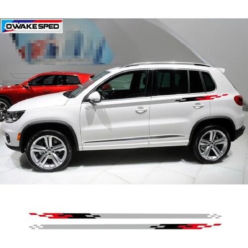Racing Lattices Waist Lines Stripes Car Stickers For Volkswagen Tiguan 2007-2018 Germany Flag Color Exterior Accessories