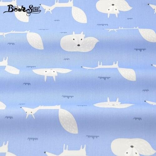 Booksew Cotton Twill Fabric Sewing Cloth Foxes Design Quilting Bed Sheet Patchwork Scrapbooking Crafts Dark Blue Home Textile