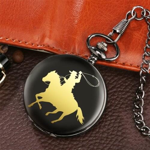 Wranglers Pattern Display Pocket Watch Fob Quartz Movement Analog Pendant Pocket Clock Gifts Men Women