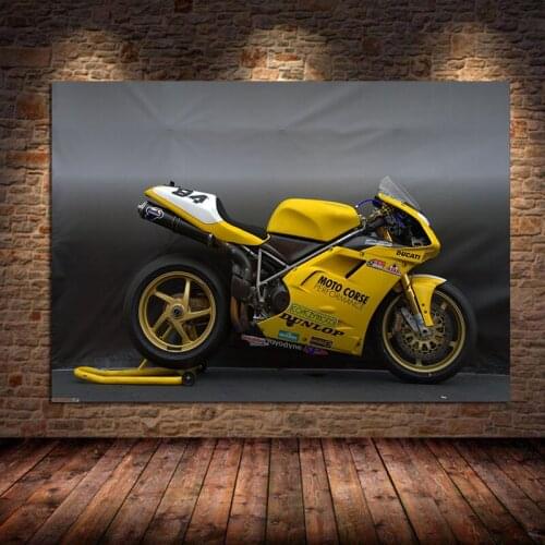 Canvas Painting DUCATIs 996 Yellow Racing Motorbike Pictures Wall Art Posters and Prints for Living Room Home Decor Unframed