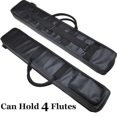 Chinese Flute Dizi & Xiao Case Black Imitation Leather Bag Traditional Musical Instrument Flauta Pouch Cover Can Hold 4 Flutes