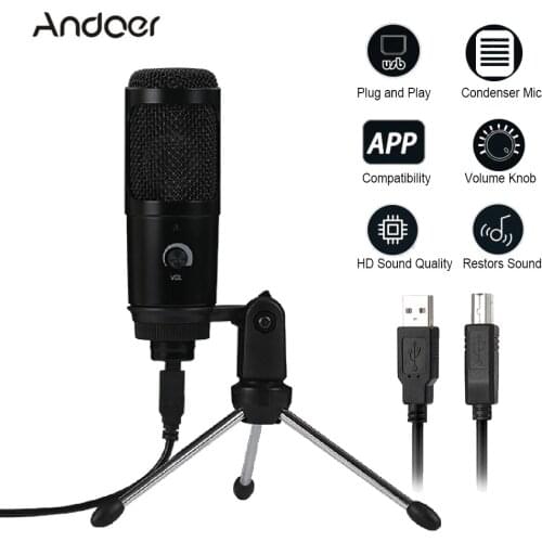 USB Microphone PC condenser Microphone Vocals Recording Studio Microphone for YouTube Video Skype Chatting Game Podcast