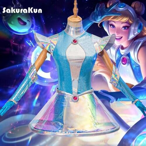 Game LOL Lux Cosplay Costume Space Groove Lux Cosplay Costume Sexy Women Uniform Halloween Laser Skirt Sleeve Full Set