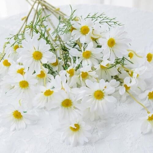 5-head Little Chrysanthemum Faux bouquet plastic Artificial Flower for spring home wedding decoration white yellow fake flowers