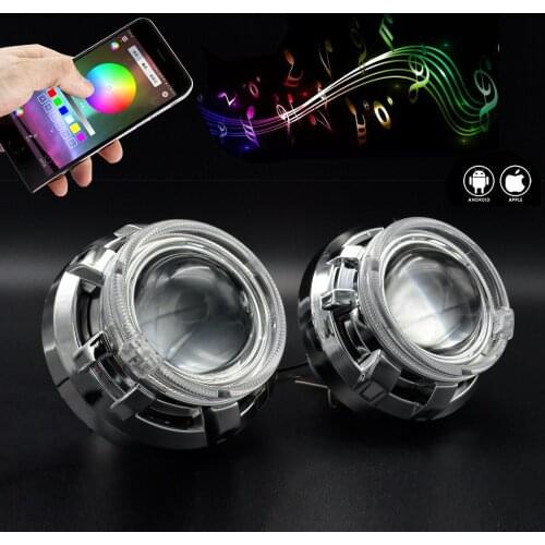 3.0 inch bi xenon projector lens blue coating hella 5 with RGB bluetooth angel eyes shrouds metal holder fit for D series car