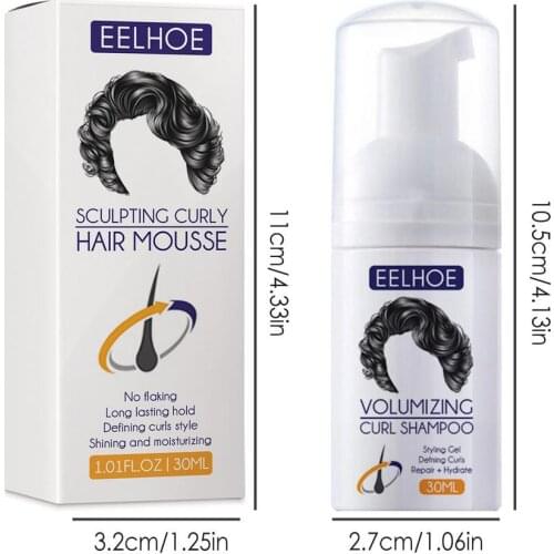 30ml Curly Hair Styling Mousse Modeling Styling Spray Anti-Frizz Sculpting Moisturizing Smooth Shiny Styling Hair Foam Mousse