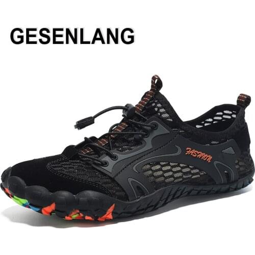 Mens Big Size Five Finger Hiking Shoes Summer Breathable Soft Light Male Sneakers Non-Skid Tourism Walking Outdoor Sports Shoes