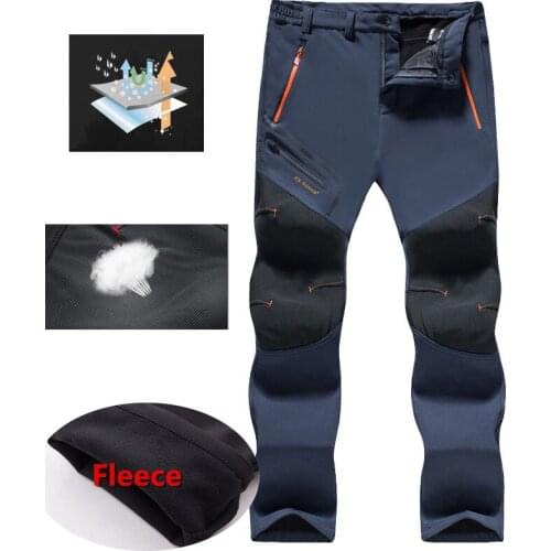 Mens Winter Casual Stretch Pants Fleece Military Cargo Pants Waterproof Soft Shell Trousers Outdoor Work Thick Warm Sweatpants