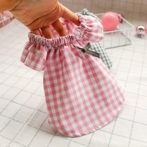 Various Style NEW 2020 Summer Dog Dress Flower Plaid Collar Pet Skirt Teddy Clothes for Small Dogs