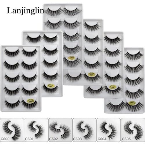LANJINGLIN 10 boxes / lot mink eyelashes natural long false eyelashes 100% handmade soft 3d mink lashes makeup faux cils G803