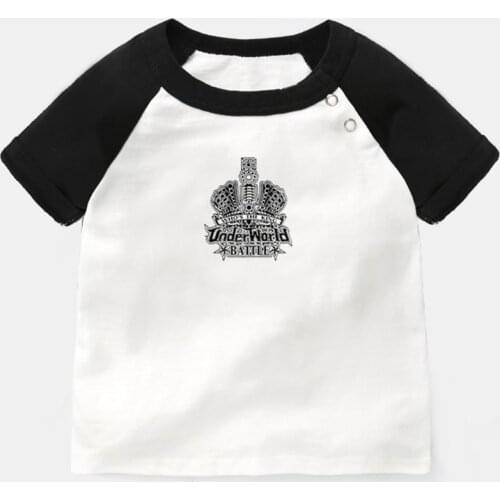 Underworld Battle Whos The King Pizza King Design Newborn Baby T-shirts Toddler Graphic Raglan Color Short Sleeve Tee Tops