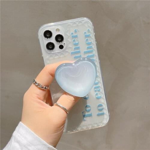 Crystal love heart bracket stand Phone Case for iphone 12 12Pro 11 11pro X Xs Max XR SE2020 7 8 Plus Clear silicone cover