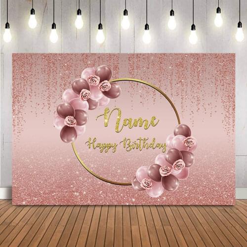 Pink Glitter Birthday Adult Women Backdrop for Photography Sweet 16 Girls Golden Customize Background for Photo Studio Photocall