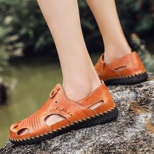 Shoes Men Sandals Mens Walking Sandals Beach Leather Sandles Slip On Men Roman 39 S Summer Big Sandal Shoe Sandalias De Hombre