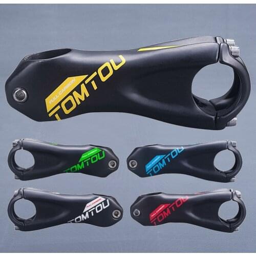 TOMTOU Carbon Stem 10 Degrees 28.6/31.8mm Bike Stem Bicycle Stems Cycling Parts White Green Yellow Red Blue