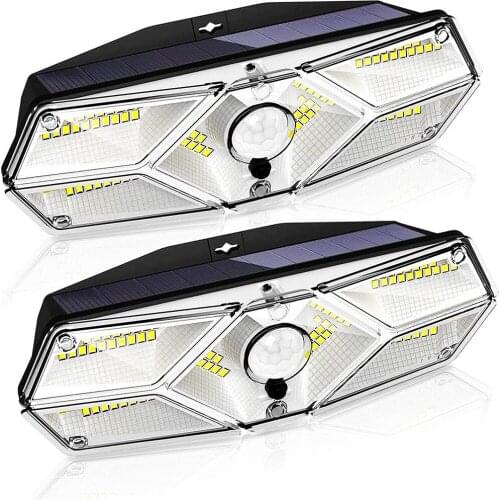 2pcs 1800mAh 104LED Solar Light Outdoor Solar Wall Lamp LED Bulb IP65 PIR Motion Sensor Lampara Solar Lighting Garden Decoration