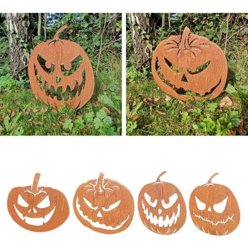 Iron Art Metal Pumpkin Garden Decor Silhouette Outdoor Crafts Lawn Family Party Decorations Ornaments for Halloween