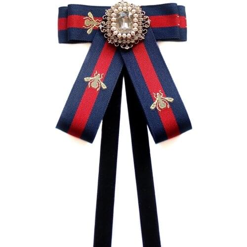 Female Bow Tie for Women Square Geometric Crystal Brooch Pin Necktie Pin Suit Shirt Bowtie Clothing Accessories