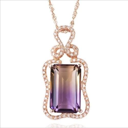 LUKENI Vintage Female Rose Gold Clavicle Necklace Jewelry Fashion Zircon Purple Pendant Necklace For Women Birthday Bijou Gift