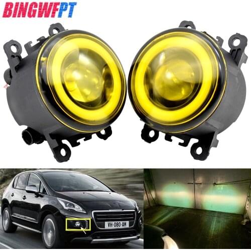 1pair Car LED Bulb Fog Light + Angel Eye DRL Daytime Running Light 12V For Peugeot 3008 MPV 2009 2010 2011 2012 2013