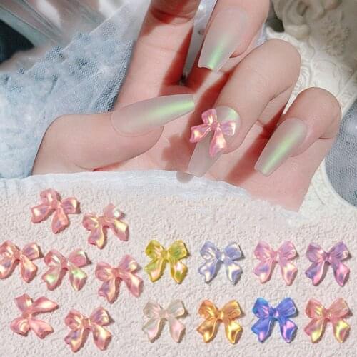 10 Pcs Three-dimensional Aurora Bowknot Nail Jewelry Resin DIY Ornament Manicure Accessories Art Decorations