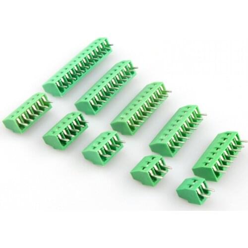 100pcs 2.54mm Pitch PCB Screw Terminal Block Connector 2P 3P 4P 5P 6P 7P 8P 9P 10P 12P 16P Terminals 150V 6A for 26-18AWG Cable