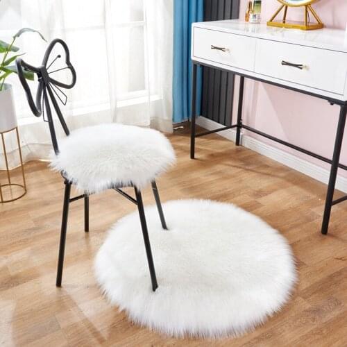 2Pcs/set Faux Fur Carpet with Chair Cover Combo Fluffy Shaggy Cozy Seat Cover Floor Mat Area Rugs