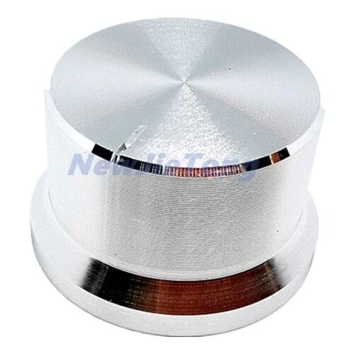 2pcs Silver Aluminum Alloy Switch Caps Roatry Encoder Potentiometer Knob 30x18mm Plum Shaft Type