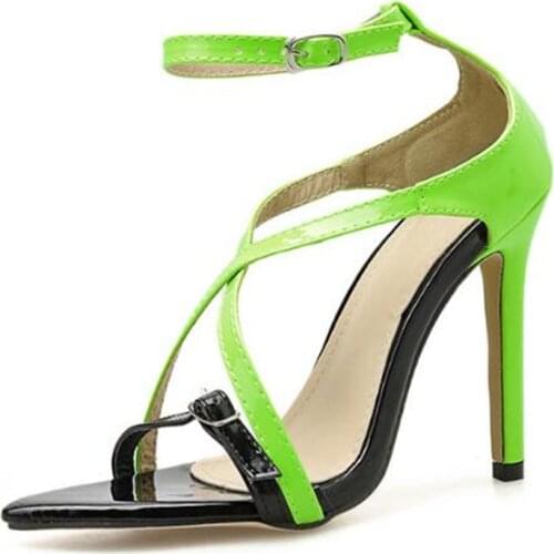 2020 Top seller - Women sandals Pointed Toe PU 11.5CM Thin Heels High heels Buckle Strap zapatos de mujer women shoes size 35-42