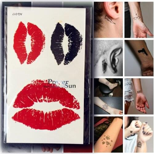 25 style Sexy Red Lips Design Tattoo Stickers 3D Women Lady P17 Black Lipsticks Tattoo Paste Brand New Arrival Girl Makeup Tatoo