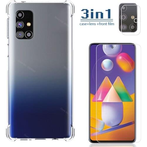 3in1 case for samsung m31s camera lens screen protector film galaxy m 31s m31 s case shockproof cover m 31 s samsun cases caso