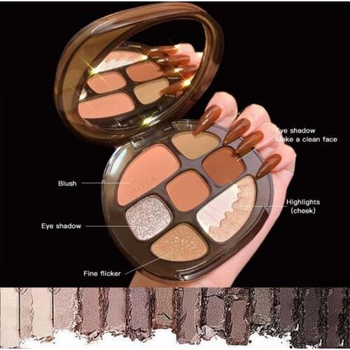 8 Color Eyeshadow Palette Pearlescent Matte Eye Shadow Glitter Highlight Contour Round Makeup Palette Lasting Cosmetics TSLM1