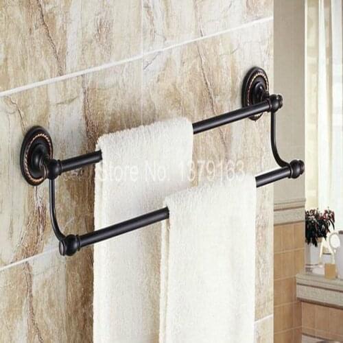 Bathroom Accessory Black Oil Rubbed Brass Wall Mounted Bathroom Double Towel Bar Towel Rack Towel Rails aba211