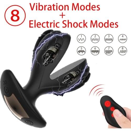 Anal Expansion Plug Electric Shock Pulse Vibrator Prostate Massager Adult Sex Toys For Men Remote Contro Silicone Rechargeable