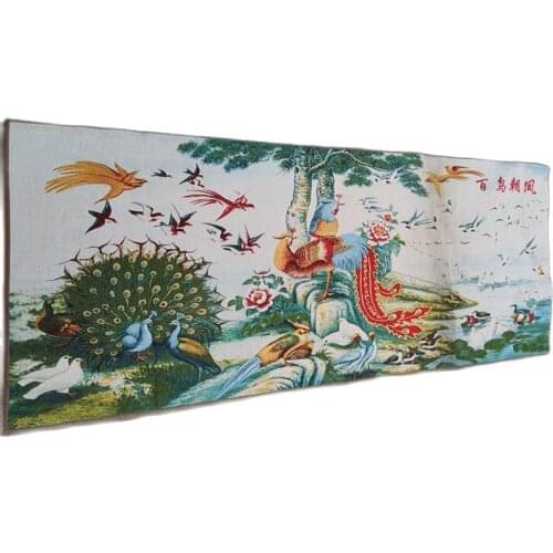 Antique Thangka gold silk brocade silk fabric (birds, Phoenix and hanging pictures)