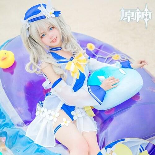 Barbara Cosplay Genshin Impact Swimsuit Summer fireworks Anime Cute female Costume Swimwear Outfit