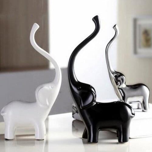 WHITE LONG NOSE CERAMIC ELEPHANT HOME DECOR CRAFTS ROOM DECORATION CERAMIC KAWAII ORNAMENT PORCELAIN ANIMAL FIGURINES DECORATION